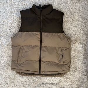 St John's Bay Men's Vest  Zipper Padded Stand Collar Khaki